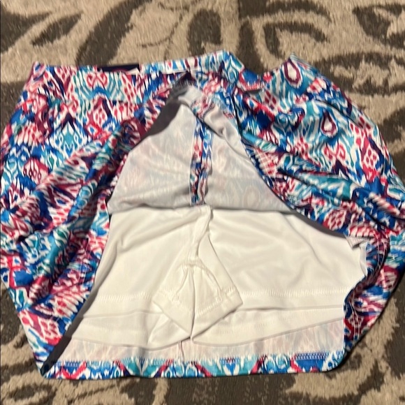 Top it off. Blue and Pink A-line Mini Skorts for Resort Wear super soft - Picture 4 of 5